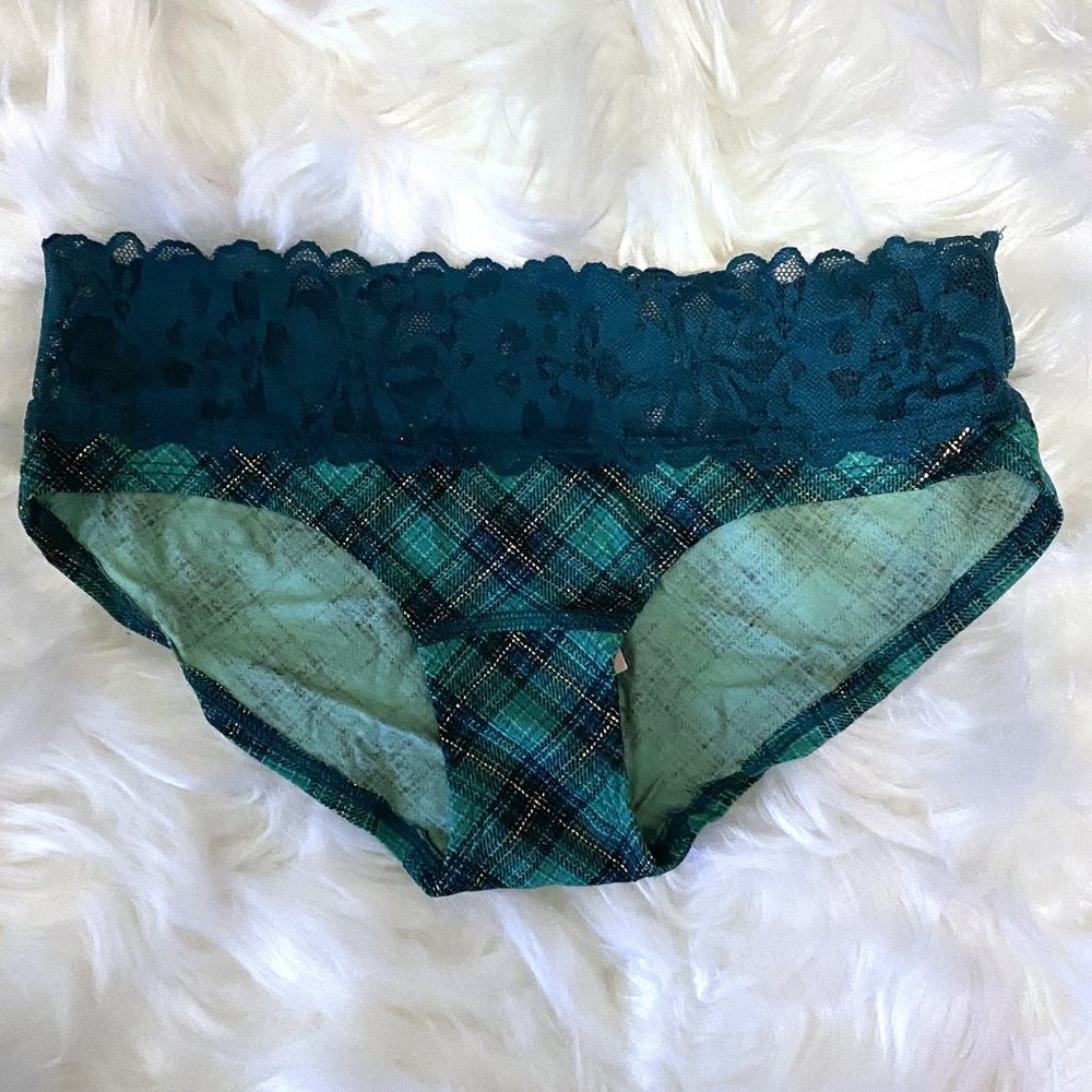 Victoria's Secret Checker Hipster Panty Blue Green Small